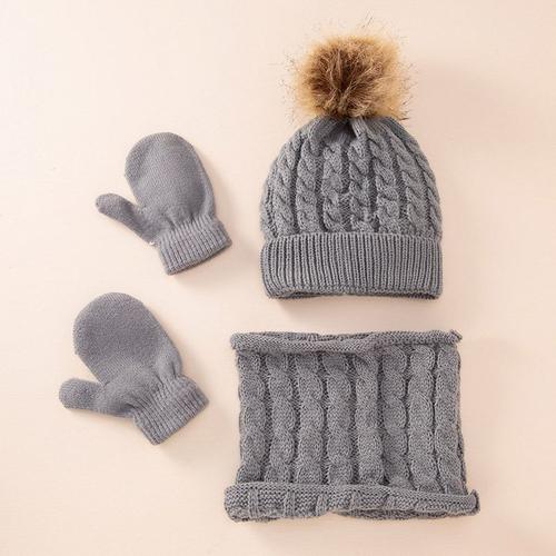 1 Ensemble De Gants Pour Bébé, Écharpe Pour Bébé, Bonnet D'Hiver Doux Et Chaud Pour Enfants, Mignon, Pompon Torsadé, Filles Et Garçons