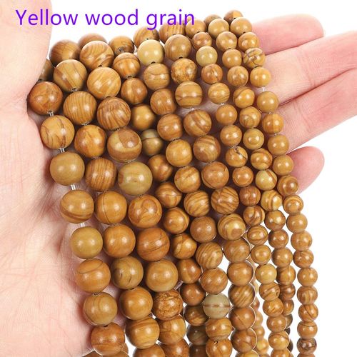 Perles De Grain De Bois Jaune 6/8/10mm, Pour La Fabrication De Bijoux, Pouvoir De Guérison En Pierre D'énergie, Plaisir De Bricolage
