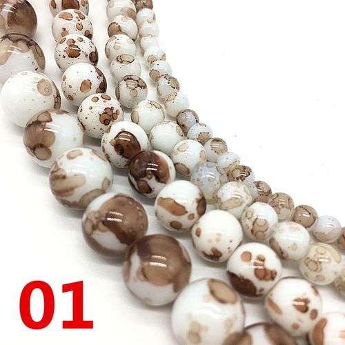 Nouveau, 4 /6 /8 /10mm, Blanc Et Café, Chic, Verre, Ample, Motif Perles Breloque, Fabrication D'accessoires, Bijoux À Bricoler Soi Même