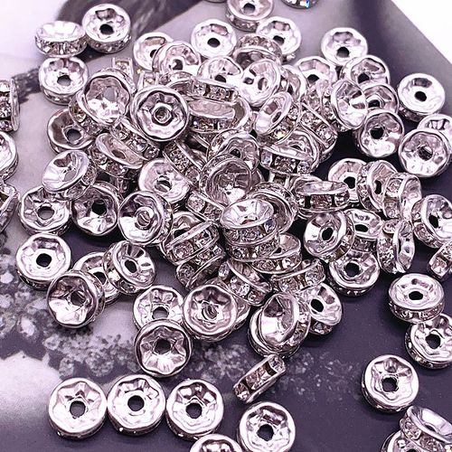 Perles Rondes En Verre Pour La Fabrication De Bijoux, Strass Blancs De 6/ 8/10mm