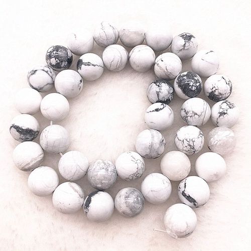 Perles En Pierre Naturelle Howlite Blanche Pour Fabrication De Bracelet, Vente En Gros, 6/8/10mm