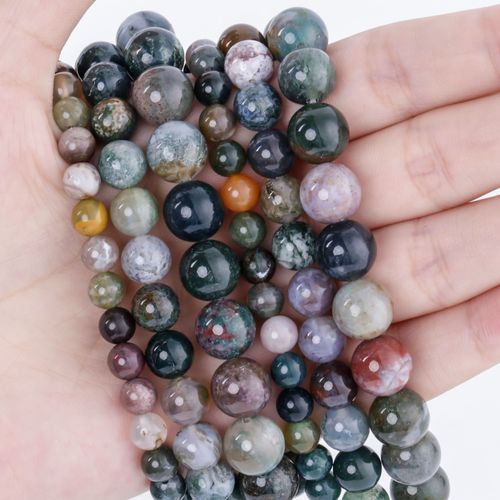 Perles Rondes Indiennes En Agate Pour Fabrication De Bijoux, Kit De Perles D'espacement Pour Collier Et Bracelet, Bricolage, Bricolage, 6/8/10mm