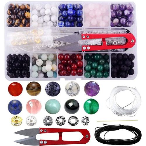 Gemme Ronde En Vrac Améthyste Naturelle Roche Volcanique Avec Différentes Couleurs, Outils De Fabrication De Bijoux De Bracelet Assortis