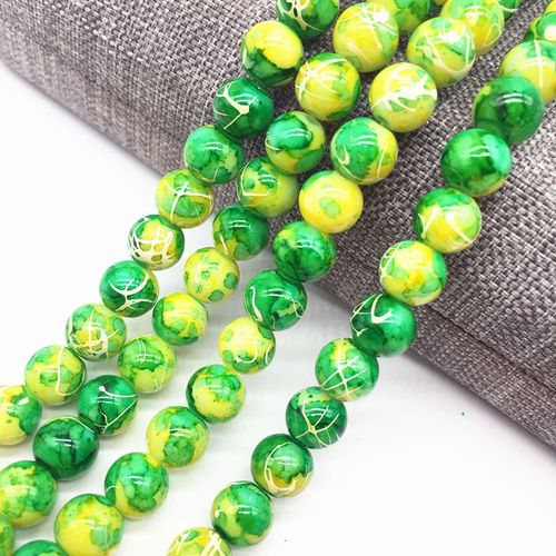 Perles De Verre À Salade Vertes Et Jaunes, 4/6/8mm, Entretoise Ample, Breloque Peinte, Fabrication De Bijoux, Diy Bricolage, Vente En Gros, #18