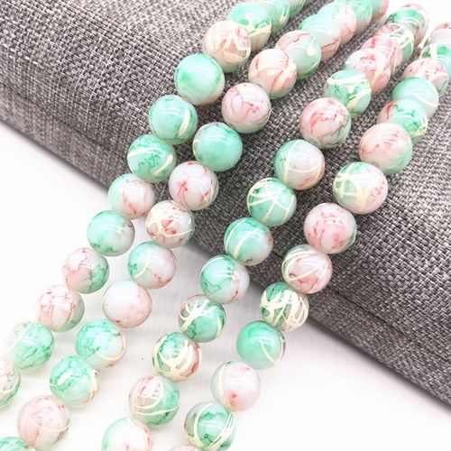 Perles En Verre Cyan & Blanc 4/6/8mm, Vente En Gros, Perles En Vrac, Brelobricolage Peinte, Pour La Fabrication De Bijoux, #07