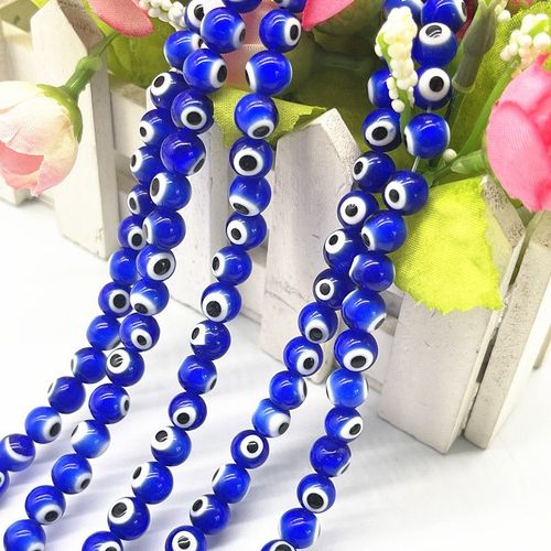Perles En Verre Blanc Bleu Pour La Fabrication De Bijoux, Accessoires Pour Le Mauvais ?il, 6mm, 8mm, 10mm
