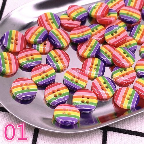 Boutons De Couture Ronds En Résine, 12mm, 4 Trous, 15 Pièces/Lot, Bricolage, Scrapbooking, Multicolore
