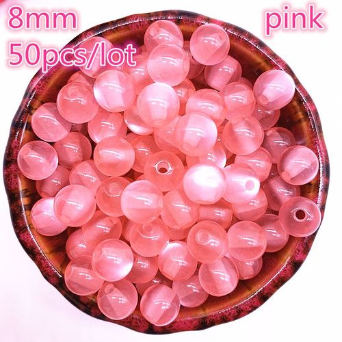 Perles D'imitation Opale Naturelle 8mm, 50 Pièces/Lot, Perles Rondes En Résine Pour La Fabrication De Bijoux, Bracelet À Faire Soi Même