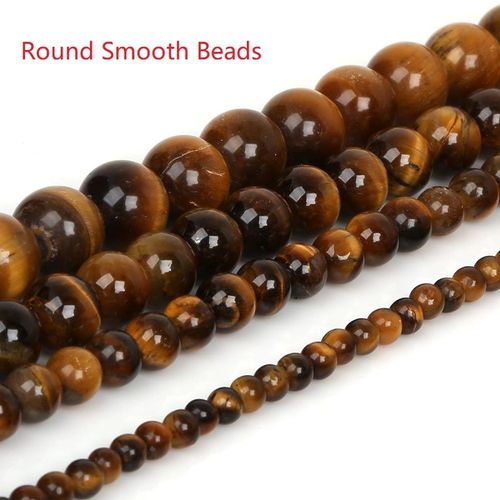 Perles Rondes À Facettes En ?il De Tigre, Pierre Naturelle, Marron, Or, Perles Lisses Et Mates, Brin De 15 Pouces, Taille Au Choix 4/6/8/10mm, Pour La Fabrication De Bijoux