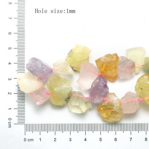 Perles De Tourmaline Brute En Cristal, Améthyste, Citron, Rose, Fraise, Quartz, Grosses Pierres Percées, 38 Pièces