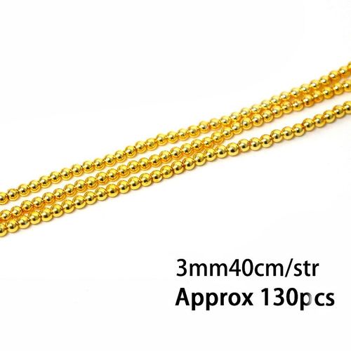 Perles Rondes En Pierre Naturelle Hématite, Or Rose, Pour La Fabrication De Bijoux, 15 Pouces, 3/4/6/8/10mm, Bracelet À Bricoler Soi Même