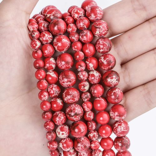 Perles En Jaspe Impérial Rouge Foncé Naturel 6/8/10mm, Pierres Précieuses Rondes En Vrac Pour La Fabrication De Bijoux, Bricolage, Boucle D'oreille, Bracelet