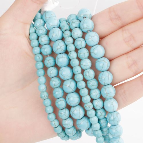 Perles De Verre En Vrac Synthétiques, Fabrication De Bijoux En Pin Bleu 6/8/10mm, Kit De Perles D'espacement Pour Bracelet, Cadeau D'anniversaire De Vacances, Bricolage