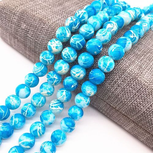 Perles En Verre, Salade, 4/6/8mm, Bleu Ciel, Perles Peintes, Breloques, Bricolage, Bricolage #01, Vente En Gros