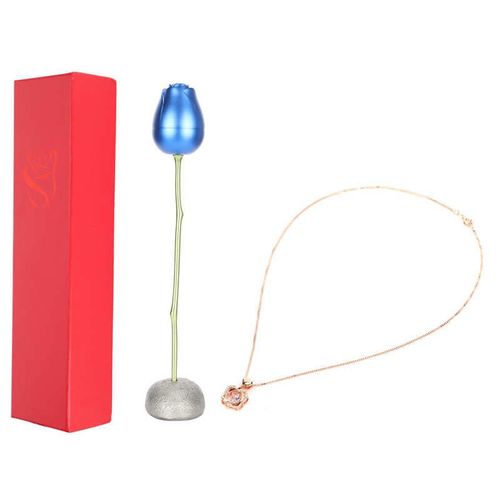 Collier Avec Pendentif En Strass En Or Rose, Coffret De Bijoux Élégant En Forme De Rose