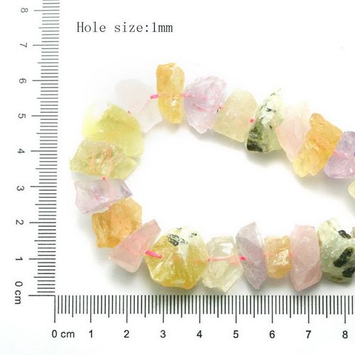 Perles En Cristal D'améthyste Brute, Couleur Citron Fumé Rose, Perles En Pierre Naturelle Brute Perforée Au Centre, Trou Percé, Perle De Pépite Pour Bricolage, Nouvelle Collection