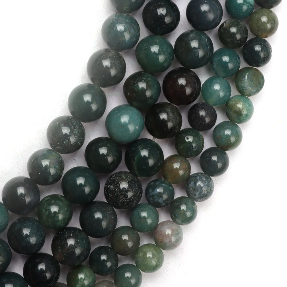 Perles Rondes En Pierre D'agate De Mousse, Grenat En Vrac, F... - 2