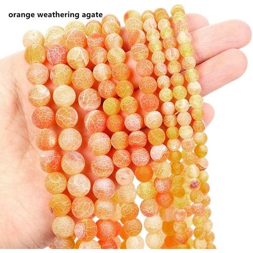 Perles Rondes En Pierre Naturelle, 6/8/10mm, Orange Givré, Agate Résistante, Pour La Fabrication De Bijoux, Guérison En Pierre D'énergie