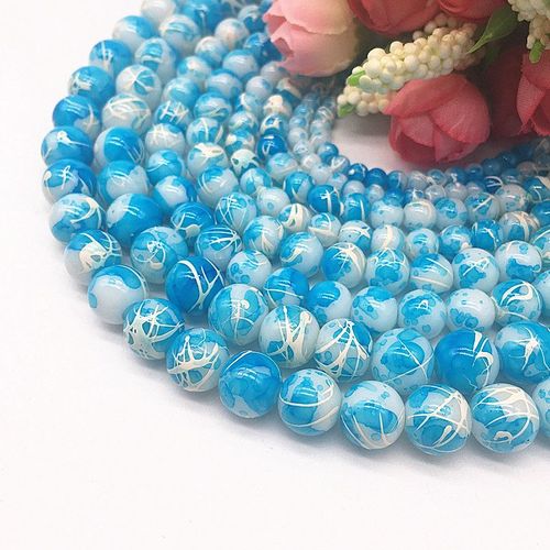 Perles En Verre De Soie Blanche, Vente En Gros, 4/6/8/10mm, Perles D'espacement En Vrac, Breloque Peinte Pour La Fabrication De Bijoux, Bracelet Et Collier À Faire Soi Même