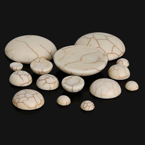 Cabochons Demi Rond À Dos Plat, Howlite Blanc Bleu, Perles En Pierre Naturelle Lisse, Résultats De Bijoux Pour Bracelet