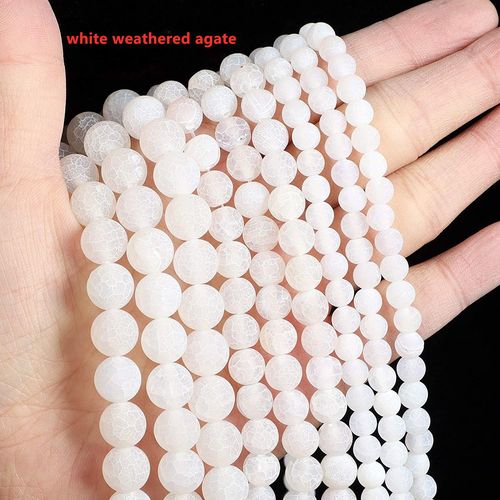 Perles Rondes En Pierre Naturelle Blanche En Agate Résistante Aux Intempéries, Pour La Fabrication De Bijoux, Pouvoir De Guérison, 6/8/10mm