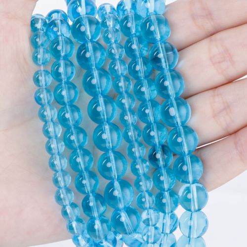 Perles Rondes Naturelles En Verre De Cristal Bleu Ciel Pour Fabrication De Bijoux, Kit De Perles Pour Collier Et Bracelet, Diy, 6/8/10mm