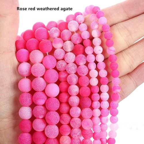 Perles Rondes En Pierre Naturelle D'agate Pour La Fabrication De Bijoux, Pierre Énergétique, Guérison, Rouge Rose, Lw005, 6/8/10mm