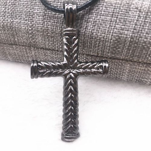 Collier Pendentif En Acier Titane Pour Hommes, Imitation Gothique, Croix De Jésus, Lettres Initiales Sculptées, Noir De Canon/Or/Argent, Nouvelle Collection