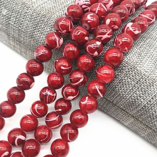 Perles De Verre Pour Salade Rouge, 4/6/8mm, Entretoise Ample, Breloque Peinte, Fabrication De Bijoux, Diy Bricolage, Vente En Gros, #24