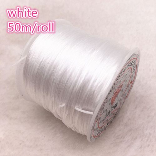 Rouleau De Corde Élastique En Cristal Blanc, 50 M/Rouleau, Pour La Fabrication De Bijoux, Bracelet À Perles, Fil De Pêche #01