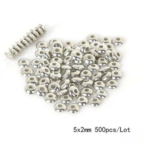 Perles En Plastique Acrylique Plaqué Or/Argent, 500 Pièces/Lot, Perles D'espacement Amples, Lisses Pour Bricolage, Collier, Bracelet, Résultats De Bijoux