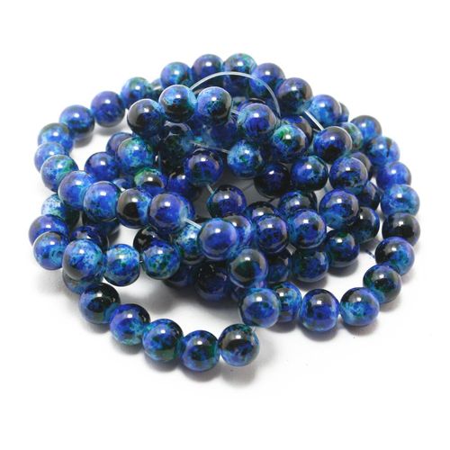 Perles Rondes En Verre Bleu Foncé, Environ 100 Pièces/Lot, 8mm, Pour La Fabrication De Bijoux Et Le Bricolage, Pour Bracelet (Peint Au Hasard)