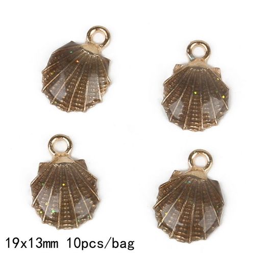 Pendentifs En Coquillage Multicolore, 10 Pièces, En Alliage De Zinc, En Métal, En Émail, Pour Bricolage, Fabrication De Boucles D'oreilles, Bijoux À La Mode