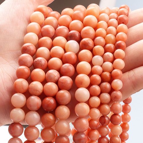 Perles Rondes Lisses En Pierre Naturelle, Pour La Fabrication De Bijoux, Bracelet, Aventurine Rouge, 6/8/10mm