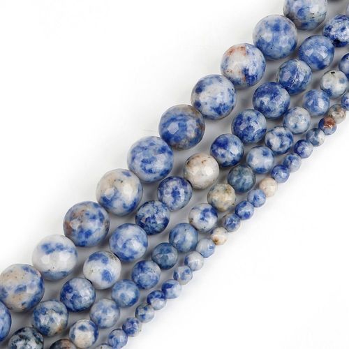 Perles De Pierre Naturelle Sodalite Bleue À Facettes, Points Blancs, Pour La Fabrication De Bijoux, Matériel De Bricolage Pour Bracelet 4mm 6mm 8mm 10mm 15 Pouces