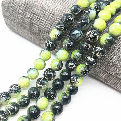 Perles En Verre Salade Vertes Et Noires, 4/6/8mm, Perles Peintes Amples, Breloques, Bricolage, Vente En Gros #11