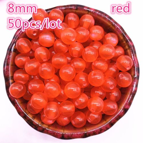 Perles D'imitation Opale Naturelle, 8mm, 50 Pièces/Lot, Rondes Rouges En Résine, Perles D'espacement Pour La Fabrication De Bijoux, Bracelet À Faire Soi Même