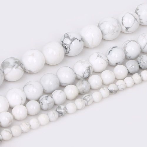 Pierre Naturelle Howlite Blanche, Perles Amples Rondes Turquoises 15 ""Brin 4 6 8 10mm, Taille Au Choix Pour La Fabrication De Bijoux