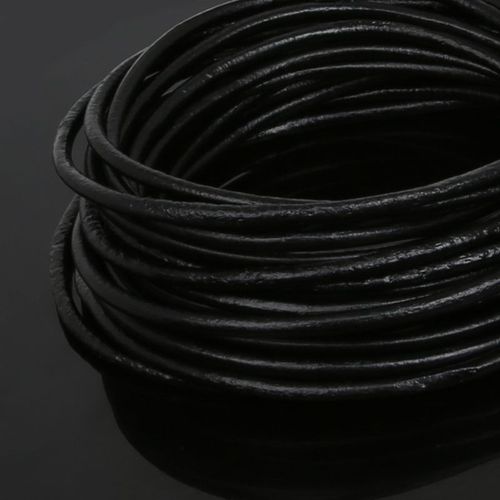 Cordon Rond En Cuir Véritable, 3mm, 5 Mètres, Marron/Bleu/Violet, Pour Bracelet, Collier, Fabrication Artisanale, Diy