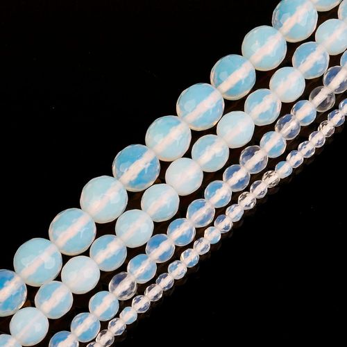 Perles En Pierre Naturelle, Quartz Blanc Lisse, Opalite, Fil De 15 Pouces, Taille Au Choix 4mm/6mm/8mm/10mm, Pour La Fabrication De Bijoux