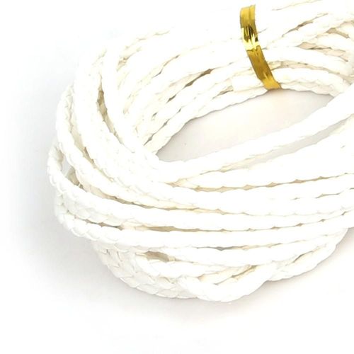 Cordes De Cordon Tressé Cuir Synthétique Polyuréthane Rondes, 3mm, 5 Mètres/Lot, Pour La Fabrication De Bracelets, Accessoire Collier À Faire Soi Même