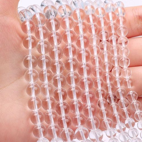 Perles Rondes En Pierre Naturelle, Cristal Blanc, Pour La Fabrication De Bijoux, Fournitures De 6/8/10mm, Espacement De Gemme, Bricolage De Bracelet Et Collier