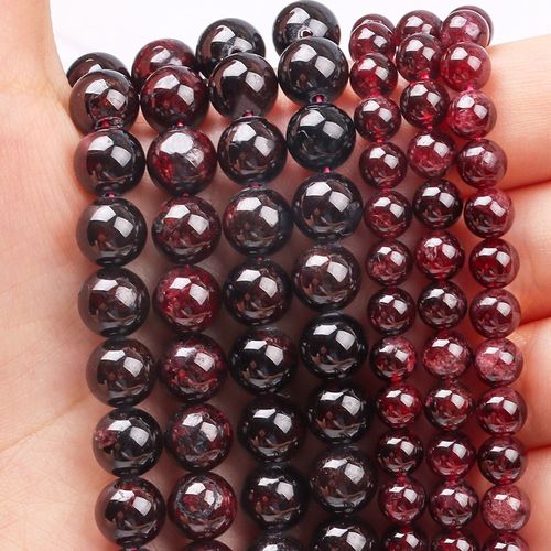 Perles Rondes En Pierre Naturelle Grenat, Pour Bricolage, Fournitures De Fabrication De Bijoux, Pierres Précieuses 6/8/10mm, Perles De Bracelet Et Collier