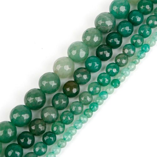 Pierre Naturelle Verte Aventurine, Perles Rondes À Facettes Pour La Fabrication De Bijoux, Diy, Collier, Boucles D'oreilles, 4 6 8 10mm