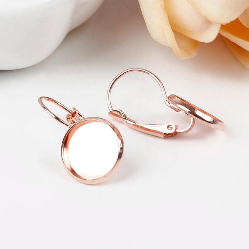 Boucles D'oreilles À Levier Français Plaqué, 10 Pièces De 14mm, 6 Couleurs, Blanc/Base, Cabochons En Verre De 12mm, Boutons, Lunettes