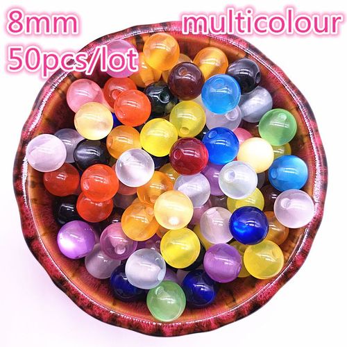 Perles En Opale Naturelle Imitation 8mm, 50 Pièces/Lot, Perles Rondes Multicolores En Résine, Pour La Fabrication De Bijoux, Bracelet À Faire Soi Même