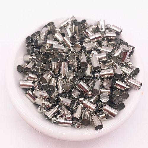 Fermoir Rond En Cuir Argenté, 4x9mm, Fermoir À Capuchon Pour Choisir Les Accessoires De Bijouterie, Ensemble D'accessoires, Connecteur De Collier, 100 Pièces
