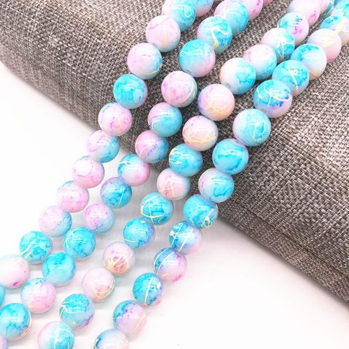 Perles En Verre Rose Et Bleu, Vente En Gros, 4/6/8mm, Perles En Vrac, Entretoise, Breloque Peinte, Bricolage, Fabrication De Bijoux #12