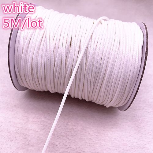 Cordon En Coton Ciré Blanc De 5 Mètres, 2.0mm, Fil Ciré Blanc, Pour Sangle, Collier, Corde, Perle, Bricolage, Fabrication De Bijoux, Nouvelle Collection