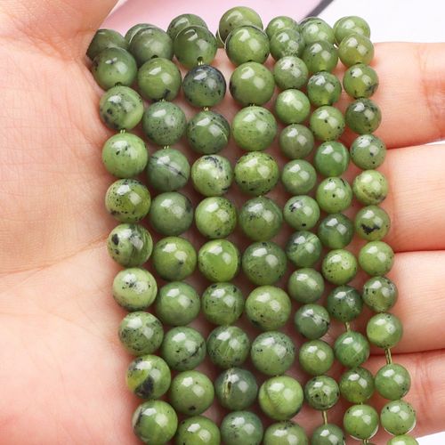 Perles D'agate En Pierre Semi Précieuse Naturelle, Points Verts, Pour Bricolage, Fabrication De Bijoux, Collier, Bracelet, Perles D'espacement, Vert Canadien